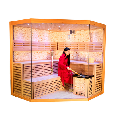 Sala di sauna tradizionale di lusso per 5 - 6 persone Sala di sauna a vapore di sale dell'Himalaya