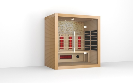 Sauna a 4 persone in legno massello Infrarosso Sauna a porta piena Infrarosso Legno secco