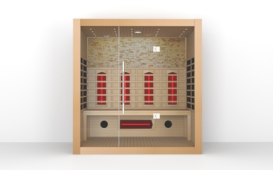 Sauna a 4 persone in legno massello Infrarosso Sauna a porta piena Infrarosso Legno secco