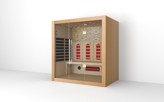 Sauna a 4 persone in legno massello Infrarosso Sauna a porta piena Infrarosso Legno secco