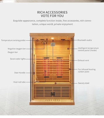 Caldaia in fibra di carbonio Hemlock Sauna a infrarossi lontani Sauna per 2 persone