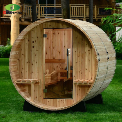 5 persone Sauna all'aperto Canadian Cedar Heater Sauna a botte di legno con portico