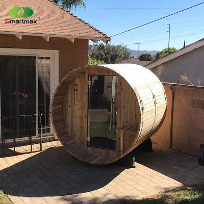 5 persone Sauna all'aperto Canadian Cedar Heater Sauna a botte di legno con portico