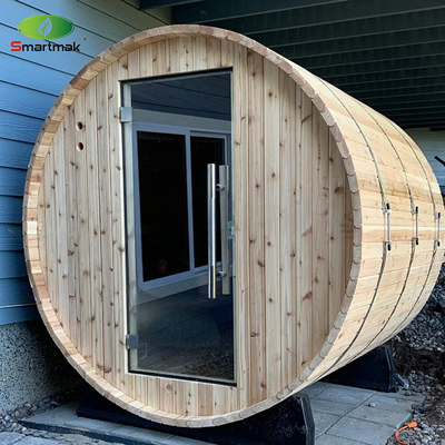 5 persone Sauna all'aperto Canadian Cedar Heater Sauna a botte di legno con portico
