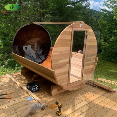 Sala sauna esterna in legno a botte Sauna in legno massello per uso in giardino