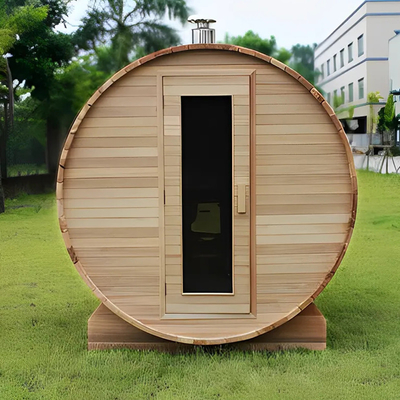 Sauna a botte di legno di cedro rosso Sauna a vapore bagnata Sala tradizionale di legno