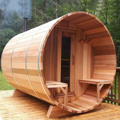 Sauna a vapore in legno esterno in cedro rosso canadese con stufa a riscaldamento
