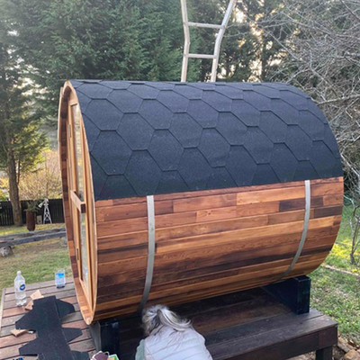 Sauna a barile esterno in legno massello Hemlock Legno di cedro Legno umido Vapore Sala tradizionale di sauna