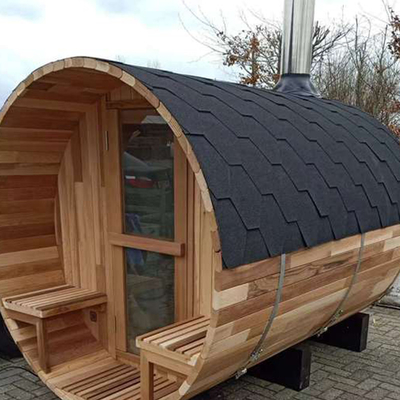 Legno asciutto a vapore tradizionale a botte di cedro Sala sauna all'aperto botte a legno
