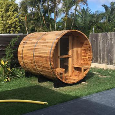 Legno asciutto a vapore tradizionale a botte di cedro Sala sauna all'aperto botte a legno