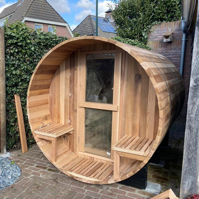 Legno asciutto a vapore tradizionale a botte di cedro Sala sauna all'aperto botte a legno