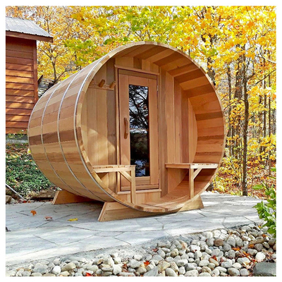 Custom Outdoor Finlandia Sauna a botte panoramiche in legno 4-8 Sauna tradizionale a botte a legno