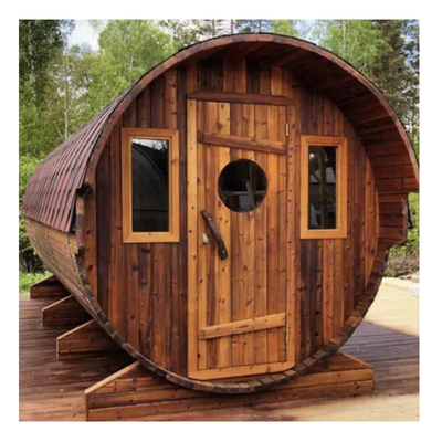 Custom Outdoor Finlandia Sauna a botte panoramiche in legno 4-8 Sauna tradizionale a botte a legno