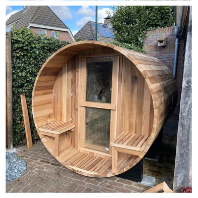 Custom Outdoor Finlandia Sauna a botte panoramiche in legno 4-8 Sauna tradizionale a botte a legno