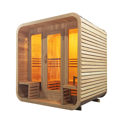 5-6 Persone Hemlock Legno Sauna asciutta all'aperto Porta di vetro completa Relax / Salubrità Sala sauna