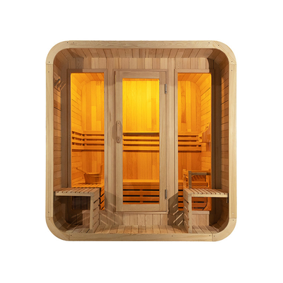 5-6 Persone Hemlock Legno Sauna asciutta all'aperto Porta di vetro completa Relax / Salubrità Sala sauna