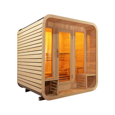 5-6 Persone Hemlock Legno Sauna asciutta all'aperto Porta di vetro completa Relax / Salubrità Sala sauna