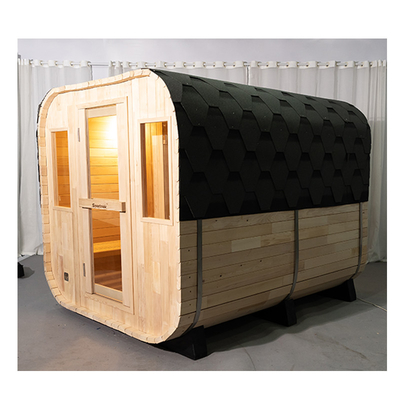 Sauna secca all'aperto su misura per 5-6 persone 220V Legno di cicerone 8mm vetro temperato