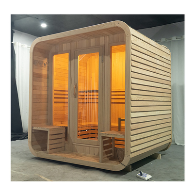 Sauna secca all'aperto su misura per 5-6 persone 220V Legno di cicerone 8mm vetro temperato