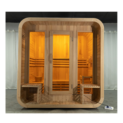 Sauna secca all'aperto su misura per 5-6 persone 220V Legno di cicerone 8mm vetro temperato