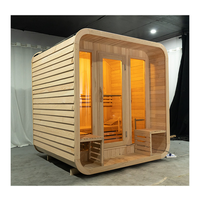 Sauna secca all'aperto su misura per 5-6 persone 220V Legno di cicerone 8mm vetro temperato
