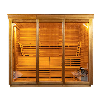 Sala sauna a vapore Hemlock con generatore di ozono a luce LED e pannello di controllo touch screen