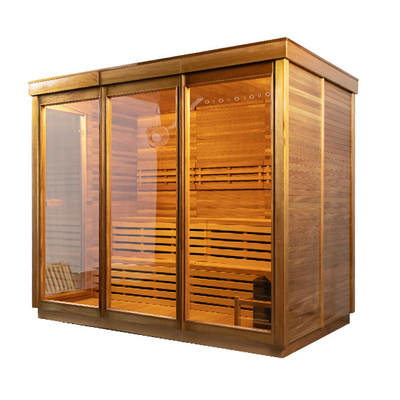 Moderna sauna a vapore a luce LED con stufa a 6 kW e generatore di ozono per un controllo della temperatura ideale