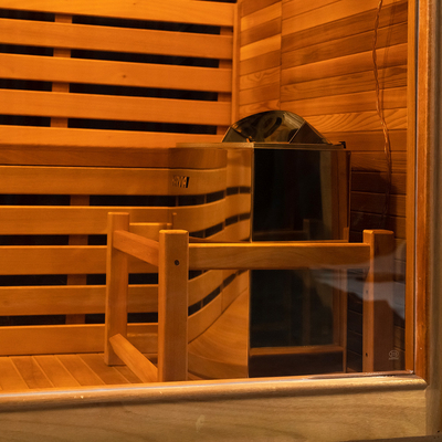 Pannello di controllo touch screen 6KW stufa riscaldatore Hemlock / Sauna a vapore di cedro rosso Con luce a LED