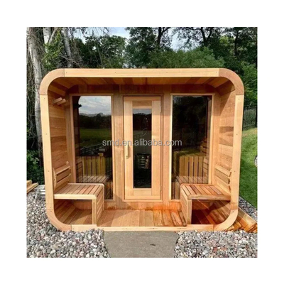 Sauna esterna secca a cedro per 5-6 persone con porta di vetro / sistema musicale Bluetooth