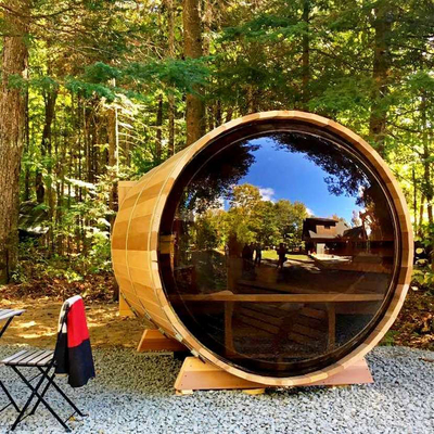 Regolabile porta di vetro Cedar Sauna esterna secca con sistema di musica Bluetooth per 5-6 persone