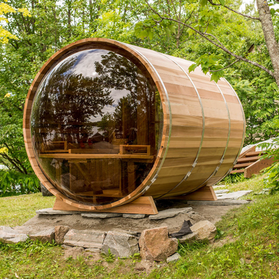 Regolabile porta di vetro Cedar Sauna esterna secca con sistema di musica Bluetooth per 5-6 persone