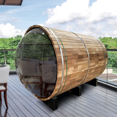 Ventilazione regolabile Hemlock Legno Sauna secca all'aperto Porta piena di vetro Temperatura 15-90.C