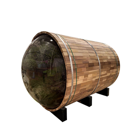 Saune all'aperto rosse di Cedar Wood Barrel Sauna 180x240CM con Panonamic